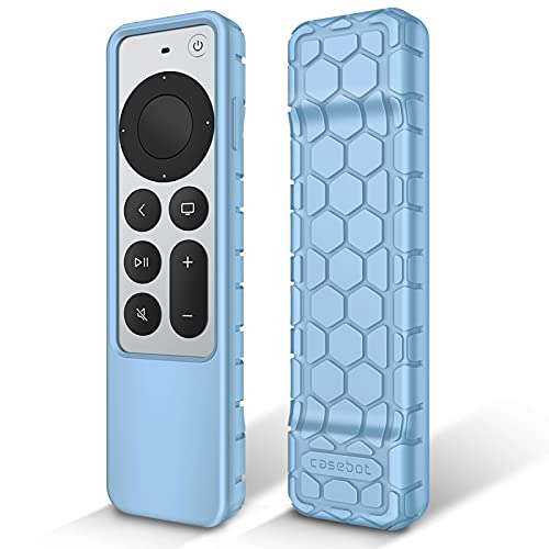 Fintie Fernbedienung Hülle für Apple TV 4K / HD Siri Remote 2022 2021 (3. / 2. Gen) - [Bienenstock Serie] Leichte rutschfeste Stoßfeste Silikon Schutzhülle Slim Case Cover, Himmelblau von Fintie