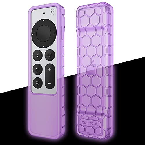 Fintie Fernbedienung Hülle für Apple TV 4K / HD Siri Remote 2022 2021 (3. / 2. Gen) - [Bienenstock Serie] Leichte rutschfeste Stoßfeste Silikon Schutzhülle Slim Case Cover, Lila-Glow von Fintie