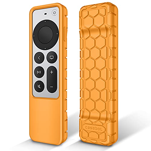 Fintie Fernbedienung Hülle für Apple TV 4K / HD Siri Remote 2022 2021 (3. / 2. Gen) - [Bienenstock Serie] Leichte rutschfeste Stoßfeste Silikon Schutzhülle Slim Case Cover, Orange von Fintie