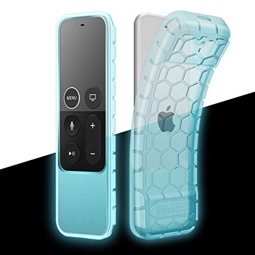 Fintie Fernbedienung Hülle für Apple TV 4K 5. und 4. Generation Siri Remote Fernbedienung - [Bienenstock Serie] Leichte rutschfeste Stoßfeste Silikon Schutzhülle Slim Case Cover, Eisblau von FINTIE