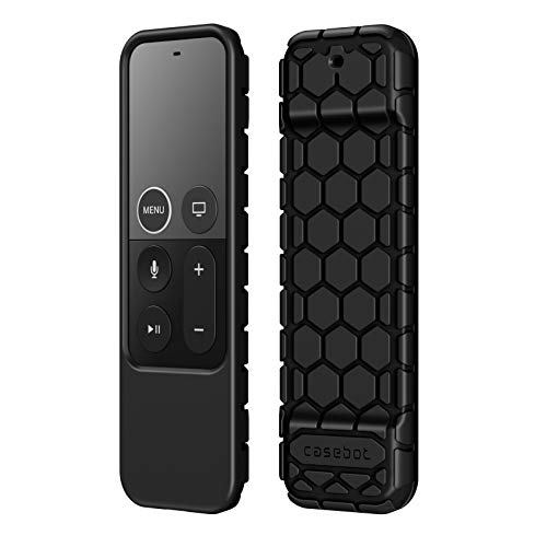 Fintie Fernbedienung Hülle für Apple TV 4K 5. und 4. Generation Siri Remote Fernbedienung - [Bienenstock Serie] Leichte rutschfeste Stoßfeste Silikon Schutzhülle Slim Case Cover, Schwarz von Fintie