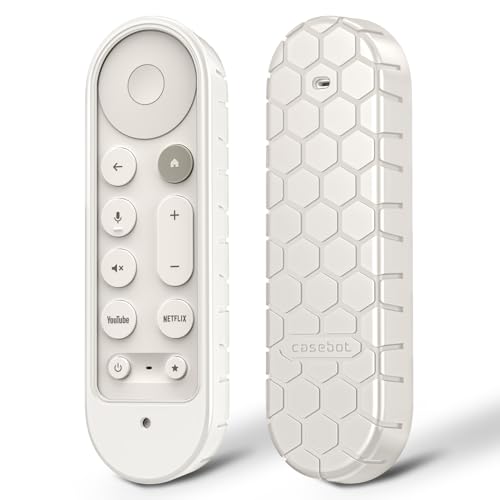 Fintie Fernbedienung Hülle für Google TV Streamer (4K) Voice Search Remote 2024 - [Bienenstock Serie] Leichte rutschfeste Stoßfeste Silikon Schutzhülle Slim Case Cover, Weiß von FINTIE