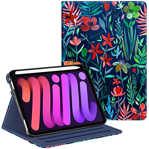 Fintie Folio-Schutzhülle für iPad Mini 6 2021, Multi-Winkel, Smart Stand Cover mit Stifthalter und Tasche, Auto Sleep/Wake für iPad Mini 6. Generation 8,3 Zoll, Dschungelnacht von FINTIE