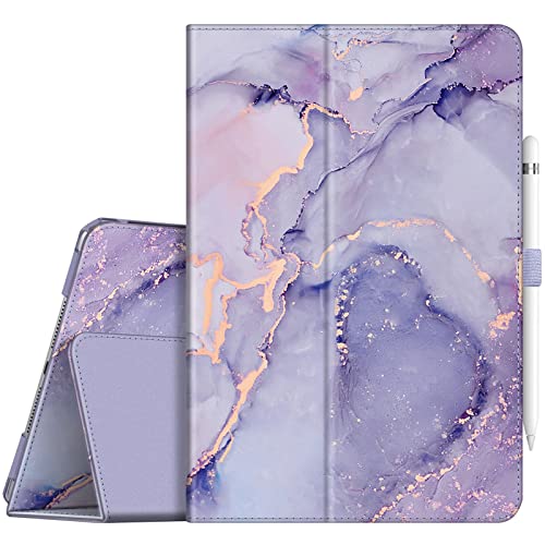 Fintie Folio-Schutzhülle für iPad 9. / 8. / 7. Generation (2021/2020/2019) 10,2 Zoll – [Eckenschutz] Premium Vegan Leder Stand Back Cover mit Stifthalter, Auto Sleep/Wake, Lilac Marble von Fintie