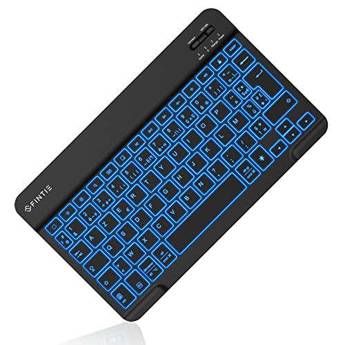 Fintie [Französisch AZERTY Kabellose Tastatur – 10 Zoll tragbare wiederaufladbare Bluetooth-Tastatur, Schwarz von Fintie