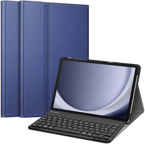 Fintie Französische AZERTY-Tastatur für Samsung Galaxy Tab A9 Plus 11 Zoll 2023 (SM-X210/X216/X218), Multi-Positions-Cover, kabellose Bluetooth-Tastatur, Dunkelblau von Fintie