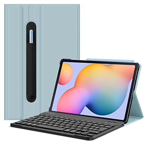 Fintie Französische AZERTY-Tastatur für Samsung Galaxy Tab S6 Lite 2022/2020 10,4 Zoll Tablet - Multipositionshülle, dünne und leichte Abdeckung, Eisblau von Fintie