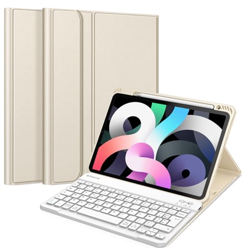Fintie Französische AZERTY-Tastatur für iPad Air 5 10,9 Zoll 2022 / iPad Air 4 2020 – kabellose Tastaturabdeckung mit Stiftaufbewahrung, Gold-Champagner von Fintie