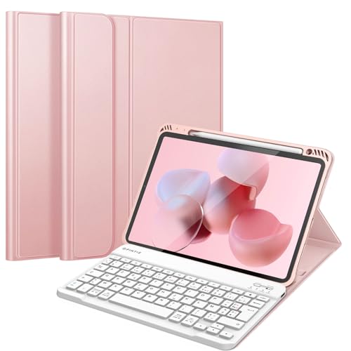 Fintie Französische AZERTY-Tastatur für iPad Air 5 10,9 Zoll 2022 / iPad Air 4 2020 – kabellose Tastaturabdeckung mit Stiftaufbewahrung, Pink von Fintie