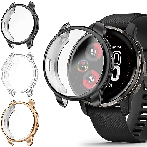 Fintie Hülle Kompatibel mit Garmin Venu 2 Plus, [3 Stück] Weiche TPU Displayschutz Schutz Gehäuse Abdeckung von FINTIE