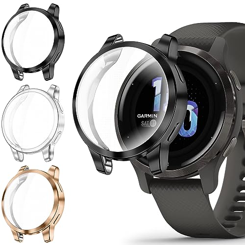 Fintie Hülle Kompatibel mit Garmin Venu 2S / Vivoactive 4S, [3 Stück] Weiche TPU Displayschutz Schutz Gehäuse Abdeckung von FINTIE