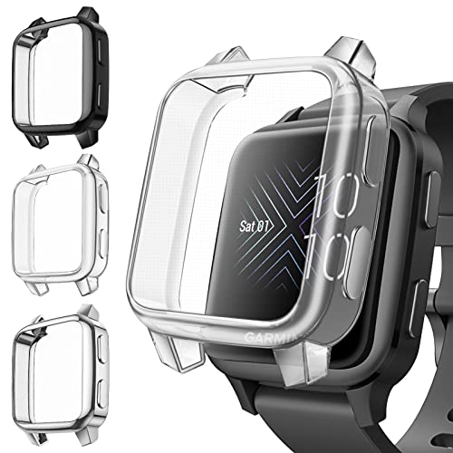 Fintie Hülle Kompatibel mit Garmin Venu Sq/Venu Sq 2 / Venu Sq Music/Sq 2 Music, [3 Stück] Weiche TPU Displayschutz Schutz Gehäuse Abdeckung von FINTIE
