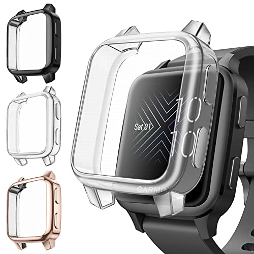 Fintie Hülle Kompatibel mit Garmin Venu Sq/Venu Sq 2 / Venu Sq Music/Sq 2 Music, [3 Stück] Weiche TPU Displayschutz Schutz Gehäuse Abdeckung von FINTIE