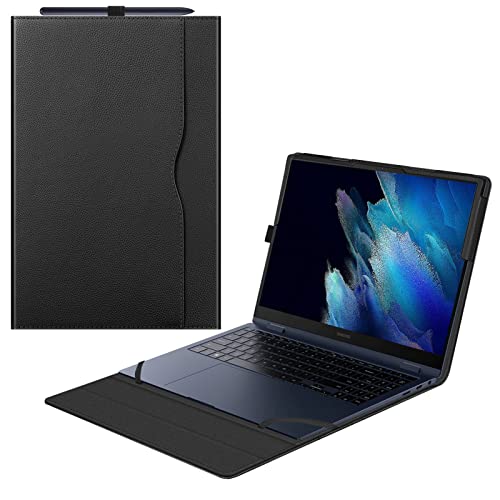 Fintie Hülle für 15.6 Zoll Samsung Galaxy Book 4&Book 4 360/Galaxy Book 2 Pro 360 /Galaxy Book 2 Pro/Galaxy Book Pro 360 - Premium Folio Schutzhülle mit Dokumentschlitze, Schwarz von Fintie