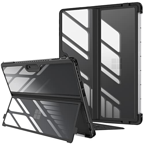 Fintie Hülle für Microsoft Surface Pro 10 (2024) / Pro 9 / Pro 9 5G (2022) 13 Zoll, Stoßfeste Robuste Hartschalen Schutzhülle mit Original Ständer, Type Cover Kompatibel, Schwarz von Fintie