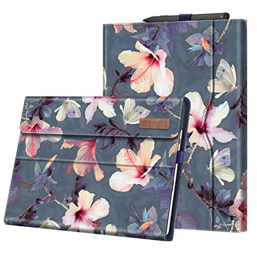 Fintie Hülle für Microsoft Surface Pro 11/10 / 9 (2024-2022) 13 Zoll - Multi-Sichtwinkel Kunstleder Tasche Schutzhülle mit Dokumentschlitze Stift Halter, Type Cover Kompatibel, Blühender Hibiskus von FINTIE