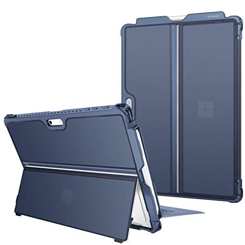 Fintie Hülle für Microsoft Surface Pro 7+ /Pro 7 / Pro 6 / Pro 5 /Pro LTE, Stoßfeste Robuste Hartschalen Schutzhülle mit Stifthalter Original Ständer, Kompatibel mit Type Cover Tastatur, Blau(Matt) von Fintie