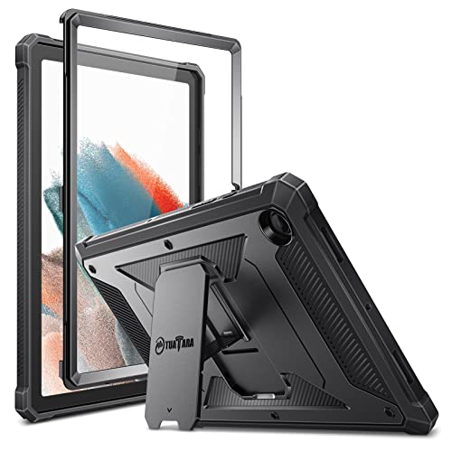 Fintie Hülle für Samsung Galaxy Tab A8 10.5 2021, Ganzkörper-Rugged Hybrid Stand Schutzhülle mit eingebauter Schutzfolie für Tab A8 10.5 Zoll SM-X200/X205/X207, Schwarz von Fintie