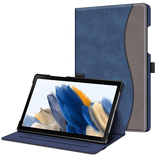 Fintie Hülle für Samsung Galaxy Tab A8 10.5 Zoll 2022/2021 SM-X200/X205/X207, Multi-Winkel Folio Schutzhülle Dokumentschlitze und Auto Schlaf/Wach Funktion, Denim Indigoblau von Fintie