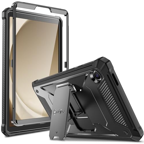 Fintie Hülle für Samsung Galaxy Tab A9 8.7 Zoll 2023, Ganzkörper-Rugged Hybrid Stand Schutzhülle mit eingebauter Schutzfolie für Samsung Tablet A9 8,7 SM-X110/X115/X117, Schwarz von Fintie