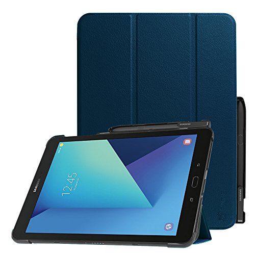 Fintie Hülle für Samsung Galaxy Tab S3 T820 / T825 (9,68 Zoll) Tablet-PC - Ultra Schlank Ständer Schutzhülle Cover Case mit Auto Schlaf/Wach Funktion und eingebautem S Pen Halter, Marineblau von Fintie