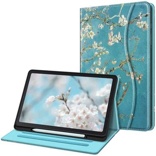 Fintie Hülle für Samsung Galaxy Tab S6 Lite 10.4 2024/2022/2020, Soft TPU Rückseite Gehäuse Schutzhülle mit S Pen Halter und Dokumentschlitze, Mandelblüten von Fintie