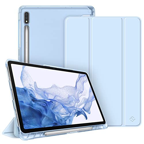 Fintie Hülle für Samsung Galaxy Tab S8 11 Zoll 2022 / Tab S7 11 Zoll 2020 - Silm Schutzhülle mit Transparenter Rückseite Abdeckung Cover Auto Schlaf/Wach Funktion, Himmelblau von FINTIE