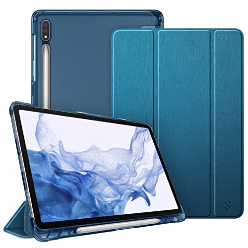 Fintie Hülle für Samsung Galaxy Tab S8 11 Zoll 2022 / Tab S7 11 Zoll 2020 - Silm Schutzhülle mit Transparenter Rückseite Abdeckung Cover Auto Schlaf/Wach Funktion, Pfauenblau von Fintie