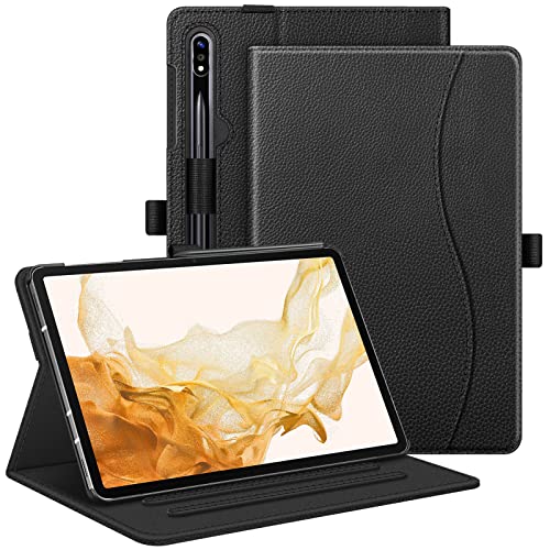 Fintie Hülle für Samsung Galaxy Tab S8 Plus 2022/S7 FE 2021/S7 Plus 2020 12,4 Zoll Multi-Winkel Betrachtung Schutzhülle mit Tasche Auto Sleep/Wake, Schwarz von Fintie