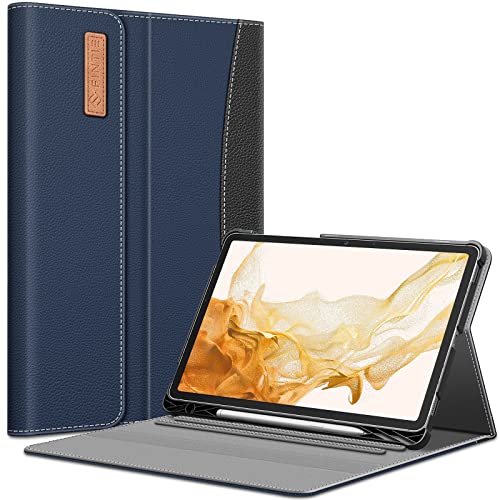 Fintie Hülle für Samsung Galaxy Tab S8 Plus 2022/S7 FE 2021/S7 Plus 2020 12.4 Zoll, Multi-Winkel Betrachtung Folio Schutzhülle mit S Pen Halter Dokumentschlitze Auto Schlaf/Wach, Marineblau von Fintie