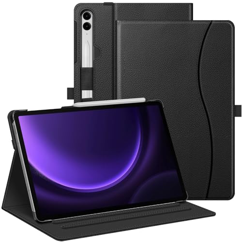 Fintie Hülle für Samsung Galaxy Tab S9 FE+ Plus/Galaxy Tab S9+ Plus 12.4 Zoll 2023 mit S Pen Halter, Multi-Angle Viewing Schutzhülle mit Tasche, Auto Sleep/Wake, Schwarz von Fintie