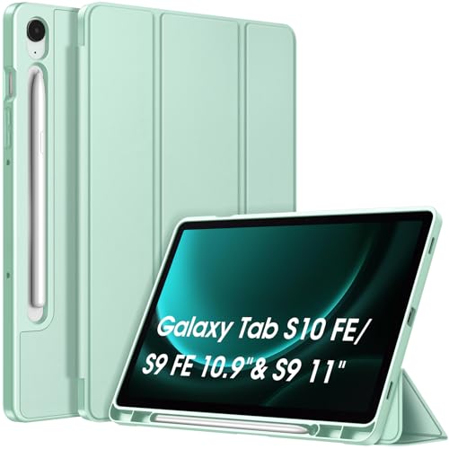 Fintie Hülle für Samsung Galaxy Tab S10 FE/S9 FE 10.9"/S9 11" Tablet - Ultradünne Soft TPU Rückseite Abdeckung Schutzhülle mit Stifthalter und Auto Schlaf/Wach Funktion, Mint von FINTIE
