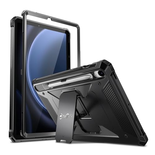 Fintie Hülle für Samsung Galaxy Tab S9 FE 10.9 Zoll/Tab S9 11 Zoll 2023, Ganzkörper-Rugged Hybrid Stand Schutzhülle mit eingebauter Schutzfolie, Schwarz von Fintie