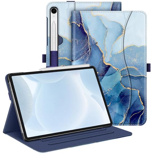 Fintie Hülle für Samsung Galaxy Tab S9 FE 10.9 Zoll/Tab S9 11 Zoll 2023 Tablet, Multi-Winkel Folio Schutzhülle mit Dokumentenfach und Auto Schlaf/Wach Funktion, Ozean Marmor von Fintie
