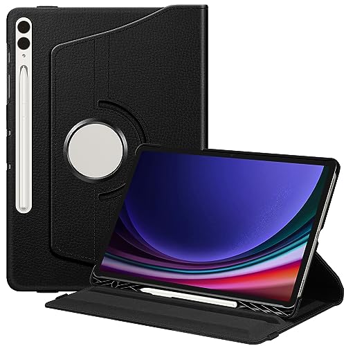 Fintie Hülle für Samsung Galaxy Tab S10+ Plus/S9+ Plus 12.4 Zoll Tablet mit S Pen Halter - Schutzhülle Cover mit 360 Grad drehbarem Ständer und Auto Schlaf/Wach Funktion, Schwarz von FINTIE