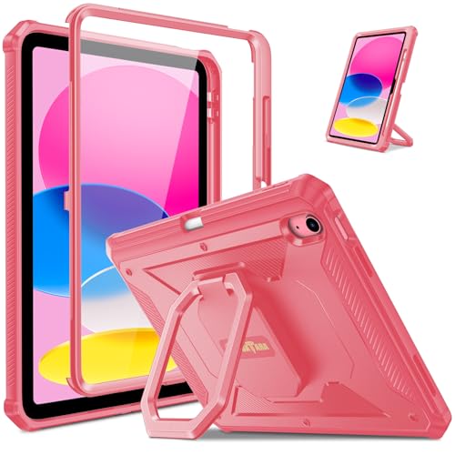 Fintie Hülle für iPad 10. Generation 10,9 Zoll 2022 - [Tuatara Magic Ring] 360 Grad drehbarer Griff Ständer Stoßfest Rugged Cover mit Displayschutzfolie und Stifthalter, Wassermelone von Fintie