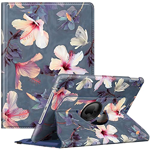 Fintie Hülle für iPad 10.2 Zoll 9.Generation / 8. Gen / 7. Gen (Modell 2021/2020/2019) mit Pencil Halter - 360 Grad Rotierend Stand Schutzhülle Cover mit Auto Schlaf/Wach Funktion, Hibiskus von Fintie