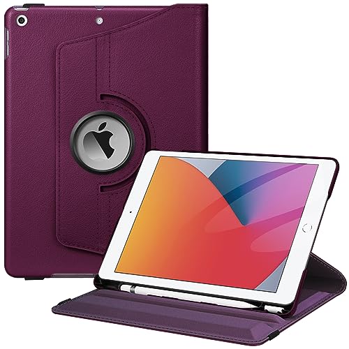 Fintie Hülle für iPad 10.2 Zoll 9.Generation / 8. Gen / 7. Gen (Modell 2021/2020/2019) mit Pencil Halter - 360 Grad Rotierend Stand Schutzhülle Cover mit Auto Schlaf/Wach Funktion, Lila von Fintie