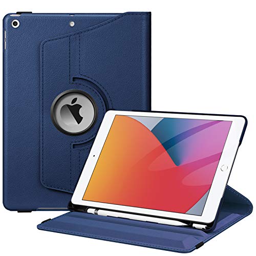 Fintie Hülle für iPad 10.2 Zoll 9.Generation / 8. Gen / 7. Gen (Modell 2021/2020/2019) mit Pencil Halter - 360 Grad Rotierend Stand Schutzhülle Cover mit Auto Schlaf/Wach Funktion, Marineblau von FINTIE