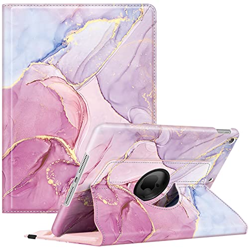 Fintie Hülle für iPad 10.2 Zoll 9.Generation / 8. Gen / 7. Gen (Modell 2021/2020/2019) mit Pencil Halter - 360 Grad Rotierend Stand Schutzhülle Cover mit Auto Schlaf/Wach Funktion, Marmor Rosa von FINTIE