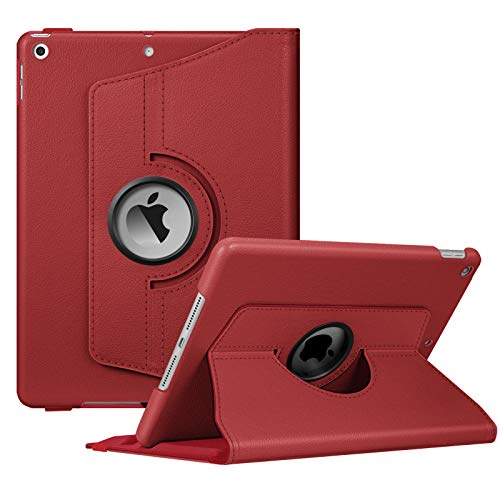 Fintie Hülle für iPad 10.2 Zoll 9.Generation / 8. Gen / 7. Gen (Modell 2021/2020/2019) mit Pencil Halter - 360 Grad Rotierend Stand Schutzhülle Cover mit Auto Schlaf/Wach Funktion, Mohnrot von FINTIE