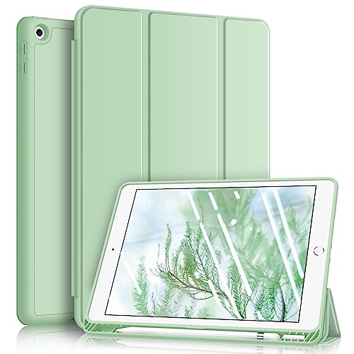 Fintie Hülle für iPad 9. Generation 2021/8. Gen 2020/7. Gen 2019 10.2 Zoll - Superleicht Soft TPU Rückseite Abdeckung Schutzhülle mit eingebautem Pencil Halter, Auto Sleep/Wake, Grün von Fintie