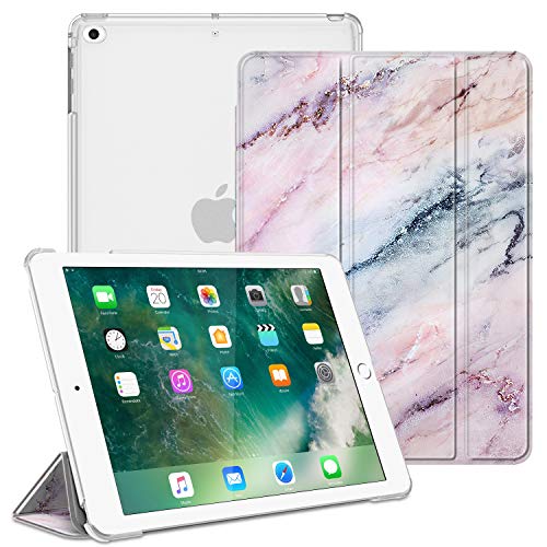 Fintie Hülle für iPad 9.7 Zoll 2018/2017 - Ultradünn Schutzhülle mit transparenter Rückseite Abdeckung Cover mit Auto Schlaf/Wach für 9.7" iPad 6. Generation / 5. Generation, Marmor Rosa von Fintie