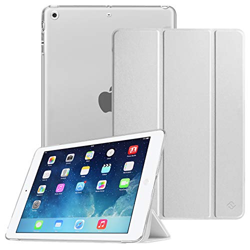 Fintie Hülle für iPad Air 2 (2014 Modell) / iPad Air (2013 Modell) - Ultradünne Superleicht Schutzhülle mit Transparenter Rückseite Abdeckung mit Auto Schlaf/Wach Funktion, Silber von Fintie