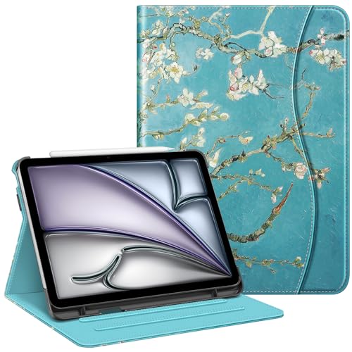 Fintie Hülle für iPad Air 5. Generation 2022 / iPad Air 4. Generation 2020 10.9 Zoll, Multi-Winkel Betrachtung Folio Stand Schutzhülle Case Cover mit Dokumentschlitze, Auto Sleep/Wake, Mandelblüten von Fintie