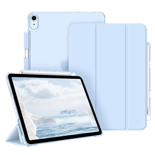 Fintie Hülle für iPad Air 5. Generation 2022 / iPad Air 4. Generation 2020 mit Stifthalter, ultradünne leichte Schutzhülle mit transparenter Rückseite und Auto Schlaf/Wach Funktion, Himmelblau von Fintie