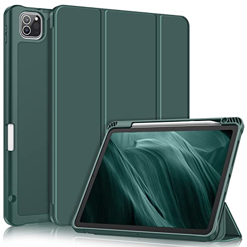 Fintie Hülle für iPad Pro 11 Zoll 2022 (4. Generation)/ iPad Pro 11 2021/2020/ 2018 mit Stifthalter, Soft TPU Rückseite Abdeckung Schutzhülle Intelligent Cover mit Auto Sleep/Wake, Dunkelgrün von FINTIE