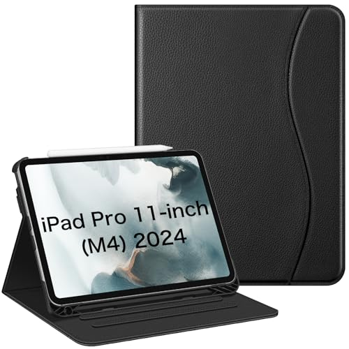 Fintie Hülle für iPad Pro 11 Zoll M4 (2024) (Modellnummer: A2836/A2837/A3006) mit Stifthalter, Multi-Winkel Betrachtung Folio Stand Schutzhülle Case mit Dokumentschlitze, Schwarz von FINTIE