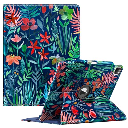 Fintie Hülle für iPad Pro 12.9 Zoll 6.Generation 2022/iPad Pro 12.9 2021/2020/2018 mit Stifthalter - Schutzhülle Cover mit 360 Grad drehbarem Ständer und Auto Schlaf/Wach Funktion, Dschungelnacht von FINTIE