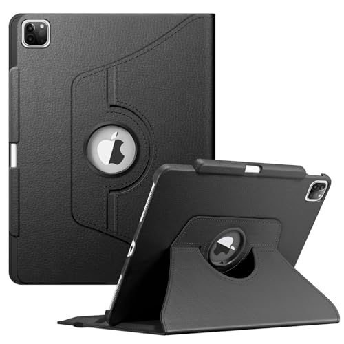 Fintie Hülle für iPad Pro 12.9 Zoll 6.Generation 2022/ iPad Pro 12.9 2021/2020/2018 mit Stifthalter - Schutzhülle Cover mit 360 Grad drehbarem Ständer und Auto Schlaf/Wach Funktion, (Schwarz) von FINTIE
